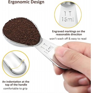 GREATLINK Stainless Steel 430 Coffee Scoop, Coffee Measuring Spoon Short Handle for Measuring Coffee, Milk, Tea,Sugar,Lemon juice, and olive oil,Set of 2(15 ml & 30 ml)