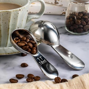 GREATLINK Stainless Steel 430 Coffee Scoop, Coffee Measuring Spoon Short Handle for Measuring Coffee, Milk, Tea,Sugar,Lemon juice, and olive oil,Set of 2(15 ml & 30 ml)