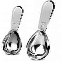GREATLINK Stainless Steel 430 Coffee Scoop, Coffee Measuring Spoon Short Handle for Measuring Coffee, Milk, Tea,Sugar,Lemon juice, and olive oil,Set of 2(15 ml & 30 ml)