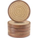 Wood Coasters for Drinks, Eykao Absorbent Coaster Sets of 5, Woven Drink Coasters for Coffee Table, Housewarming Gift for Farmhouse Home Decor,4 inches