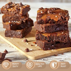 HONGBAKE 8x8 Cake Baking Pan Set, Nonstick Square Brownie Pans with Wider Grips, 2 Pieces, Heavy Duty, Grey