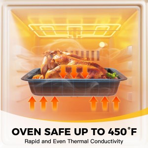 HONGBAKE 8x8 Cake Baking Pan Set, Nonstick Square Brownie Pans with Wider Grips, 2 Pieces, Heavy Duty, Grey