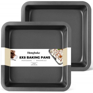 HONGBAKE 8x8 Cake Baking Pan Set, Nonsti...