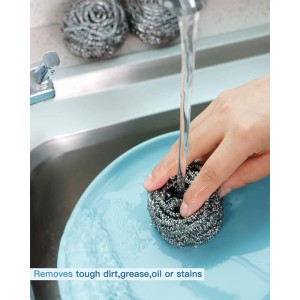 12Pcs Steel Wool Scrubber Pads for Cleaning Dishes, Pans, Pots, Ovens, Grills, Sinks - Stainless Steel Scrubbers for Kitchen, 12 Pack