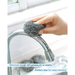 12Pcs Steel Wool Scrubber Pads for Cleaning Dishes, Pans, Pots, Ovens, Grills, Sinks - Stainless Steel Scrubbers for Kitchen, 12 Pack