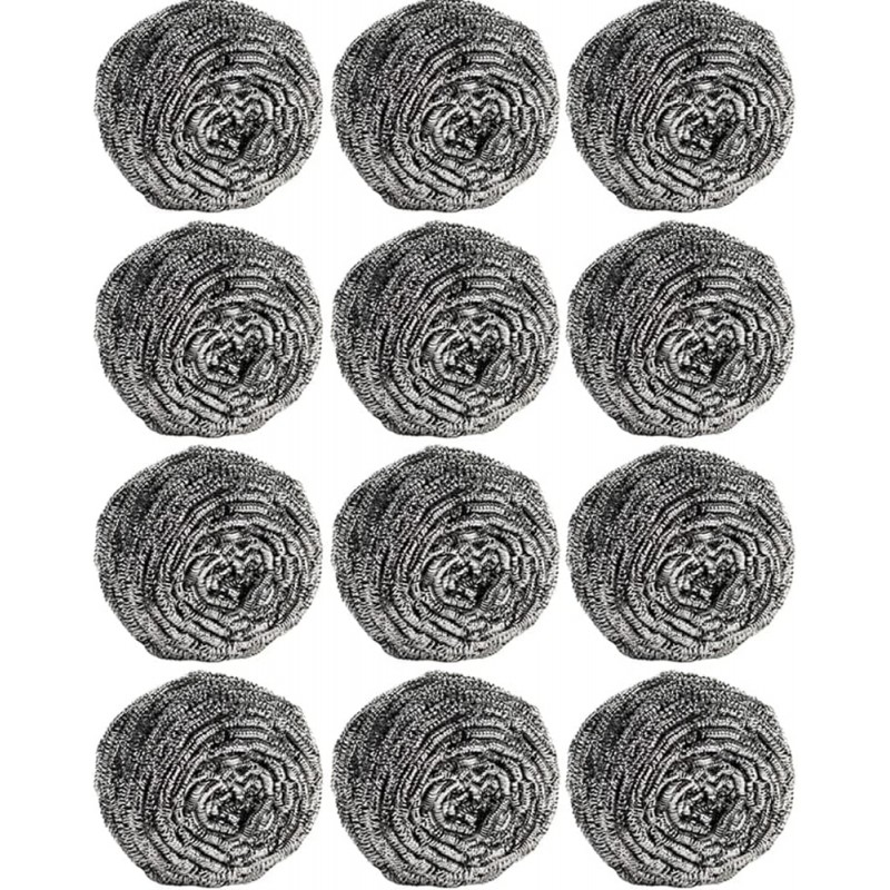 12Pcs Steel Wool Scrubber Pads for Cleaning Dishes, Pans, Pots, Ovens, Grills, Sinks - Stainless Steel Scrubbers for Kitchen, 12 Pack