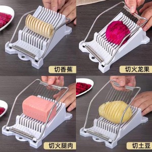 Stainless Steel Wire Egg Slicer,Cuts 10 Slices For fruit,Onions,Soft Food and Ham，Slicer & Cutter for Eggs, Mozzarella Cheese, Slice Spacing 1/3 inch Multipurpose Luncheon Meat Slicer(White)