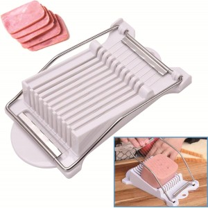 Stainless Steel Wire Egg Slicer,Cuts 10 Slices For fruit,Onions,Soft Food and Ham，Slicer & Cutter for Eggs, Mozzarella Cheese, Slice Spacing 1/3 inch Multipurpose Luncheon Meat Slicer(White)