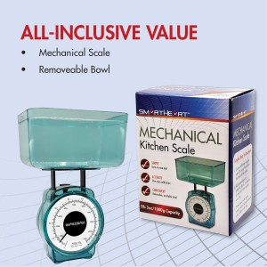 Mechanical Kitchen Scale, Precise Measurements with Removable Bowl, Measurement Units:lbs, oz, g, ml