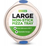 NutriChef 13-Inch Non-Stick Pizza Tray - with Silicone Handle, Round Steel Non-stick Pan with Perforated Holes, Premium Bakeware, Pizza Tray with Extended Handles, Dishwasher Safe - Champagne Gold