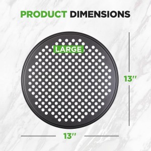 NutriChef 12.8 Inch Nonstick Pizza Pan for Oven - Carbon Steel Pizza Baking Tray with Airflow Holes - Premium Bakeware for Fresh & Frozen Pizza, Dishwasher Safe - Gray