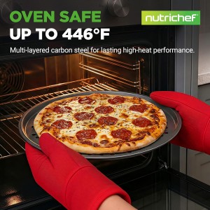 NutriChef 12.8 Inch Nonstick Pizza Pan for Oven - Carbon Steel Pizza Baking Tray with Airflow Holes - Premium Bakeware for Fresh & Frozen Pizza, Dishwasher Safe - Gray