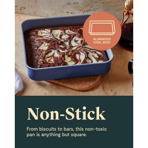 Caraway 9” Square Pan - Non-Stick Ceramic Coating - Free From Forever Chemicals - Cake Pan Perfect for Brownies, Lemon Bars, & More - Cream