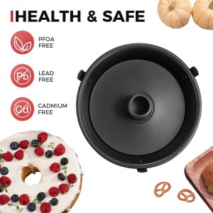 HONGBAKE Angel Food Cake Pan with Removable Bottom, 10 Inch Tube Pan, Nonstick Pound Cake Pans for Baking, Chiffon Cake Mold, 16-Cup, Heavy Duty - Dark Grey