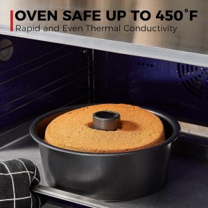 HONGBAKE Angel Food Cake Pan with Removable Bottom, 10 Inch Tube Pan, Nonstick Pound Cake Pans for Baking, Chiffon Cake Mold, 16-Cup, Heavy Duty - Dark Grey