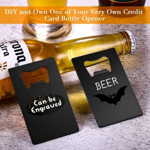 60 Pcs Credit Card Bottle Opener Groomsmen Bridesmaid Wallet Bottle Opener Beer Wine Stainless Steel for Wallet Pocket Party Wedding Favor, Black