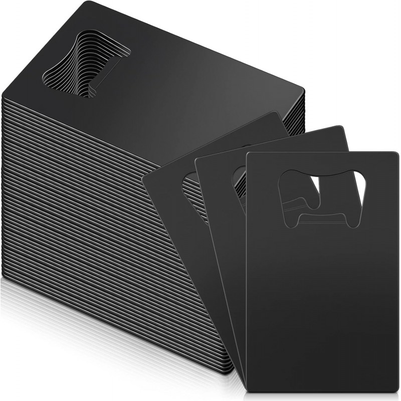 60 Pcs Credit Card Bottle Opener Groomsmen Bridesmaid Wallet Bottle Opener Beer Wine Stainless Steel for Wallet Pocket Party Wedding Favor, Black