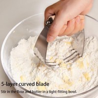 Dough Blender, Stainless Steel Pastry Cutter, Pastry Mixer with Heavy Duty Blades, 2Colors for You(Wood color)