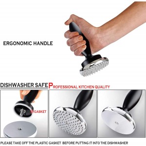 Reversible Meat Tenderizer and Pounder Dual Sided Meat Tenderizer Mallet Marinating Prep Tool, Mysterious Black