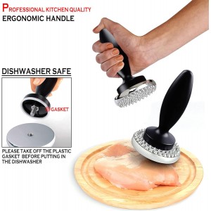 Reversible Meat Tenderizer and Pounder Dual Sided Meat Tenderizer Mallet Marinating Prep Tool, Mysterious Black