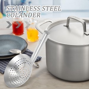 UPKOCH 16.1 Inch Stainless Steel Multi-Function Skimmer Spoon with Fine Mesh Wire for Oil Straining Pasta Draining and Frying - Kitchen Gadget for Everyday Cooking