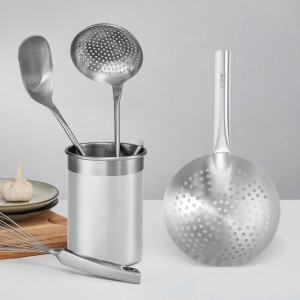 UPKOCH 16.1 Inch Stainless Steel Multi-Function Skimmer Spoon with Fine Mesh Wire for Oil Straining Pasta Draining and Frying - Kitchen Gadget for Everyday Cooking