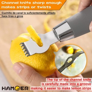 Lemon Citrus Zester Tool Cheese Grater for kitchenaid-Multipurpose grooved channel knife scraper,Stainless steel blade and ergonomically designed curved handle