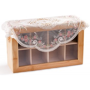 AVLA 6 Pack Lace Placemats, Retro French Style Cup Mat, Embroidered Dinning Table Place Mats, Fashionable Flower Vintage Crochet Lunchmat Doilies, Hollow Vase Mat for Home Kitchen Wedding Decoration