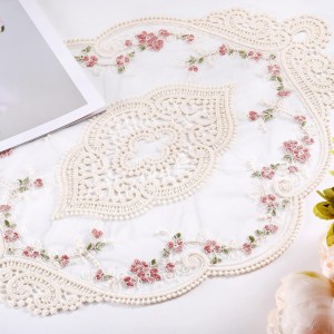 AVLA 6 Pack Lace Placemats, Retro French Style Cup Mat, Embroidered Dinning Table Place Mats, Fashionable Flower Vintage Crochet Lunchmat Doilies, Hollow Vase Mat for Home Kitchen Wedding Decoration