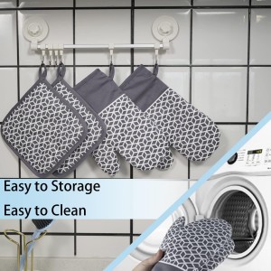 Oven Mitts and Pot Holders Sets 6pcs, Thick Cotton Oven Gloves High Heat Resistant 500℉with Extra Long Oven Mitts and Hot Pads Potholders with Non-Slip Silicone Surface for Cooking Baking