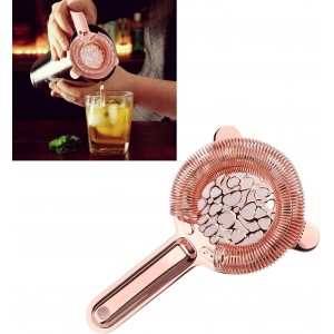Cocktail Strainer, Stainless Steel, Fine Filtering Bartending Ice Strainer, 89g, Glossy Finish (Rose Gold)
