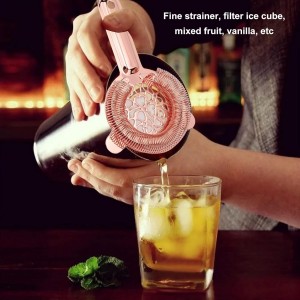 Cocktail Strainer, Stainless Steel, Fine Filtering Bartending Ice Strainer, 89g, Glossy Finish (Rose Gold)