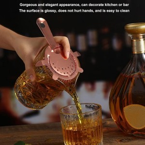 Cocktail Strainer, Stainless Steel, Fine Filtering Bartending Ice Strainer, 89g, Glossy Finish (Rose Gold)