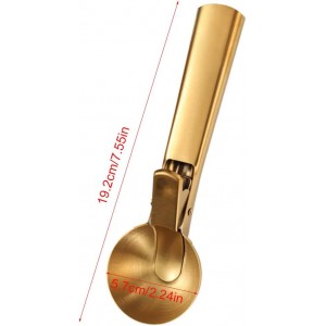 Ice Cream Scooper Stainless Steel, Cookie Scoopwith Trigger Heavy Duty Metal Icecream Scoop,Cookie Scoop Large Size Perfect For Frozen Yogurt, Gelatos, Sundaes (C-Gold)