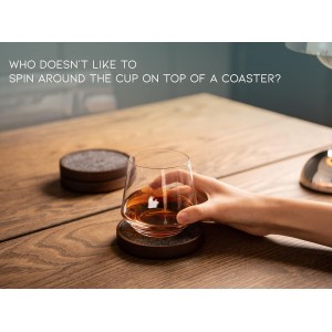 Wood Coaster for Drinks, 4.3 Inch, Set of 6, Absorbent and Insulation Felt Stackable Cup Holders, Coasters for Wooden Table, Designed by S1EGAN