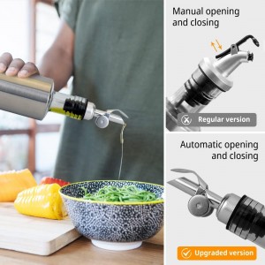 MEETSWEET Automatic Pour Spout, Stainless Steel, Leak-Proof, For Oil, Vinegar, Wine & More (Silver)