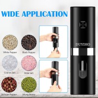 Rechargeable Electric Salt and Pepper Grinder Set with Double Charging Base, Support Battery Operated, Refillable Spice Automatic Mill Shakers Set with Adjustable Coarseness and LED Light