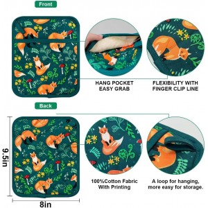 Pot Holders Set of 2 Heat Resistant 480℉ Kitchen 100% Cotton Comfortable Lining Printing Fox Flower Women Men Home Cooking Baking Microwave BBQ Gift(Fox Flower)