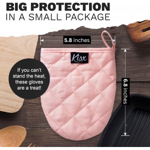 Pink Silicone Oven Mitts & Pot Holders Set - Heat Resistant, Mini Kitchen Gloves for Cooking