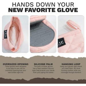 Pink Silicone Oven Mitts & Pot Holders Set - Heat Resistant, Mini Kitchen Gloves for Cooking