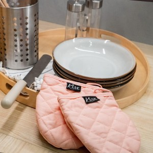 Pink Silicone Oven Mitts & Pot Holders Set - Heat Resistant, Mini Kitchen Gloves for Cooking