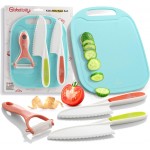 Baketivity Kid Safe Plastic Knives for Real Cooking with Cutting Board, Peeler for Kitchen - Knife Set with Blunt Tip, Dishwasher Safe, BPA Free Kids Knives for Cutting