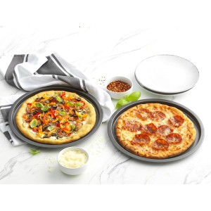 GoodCook Set of 4 Nonstick Steel 10 Inch Personal Pizza Pans Set, Gray
