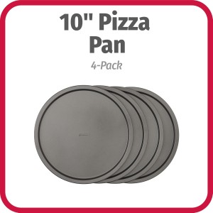 GoodCook Set of 4 Nonstick Steel 10 Inch Personal Pizza Pans Set, Gray