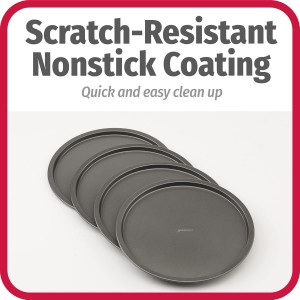 GoodCook Set of 4 Nonstick Steel 10 Inch Personal Pizza Pans Set, Gray