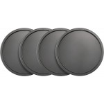 GoodCook Set of 4 Nonstick Steel 10 Inch Personal Pizza Pans Set, Gray