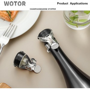 WOTOR Champagne&Wine Bottle Stoppers Stainless Steel with Food Grade Silicone, Leak Proof Keep Fresh Reusable Saver, Cork Suitable for Wine, Champagne, Cava, Prosecco and Sparkling (6 Pack Silver）