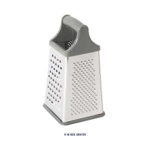 Oster Bluemarine 9-Inch 4-Sided Box Grater – Stainless Steel Cheese and Vegetable Grater, Kitchen Tool for Shredding, Slicing, Grating, Blue/Grey Handle