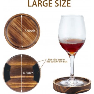 Wooden Coasters for Drinks - Natural Wood Drink Coaster Set for Drinking Glasses, Tabletop Protection for Any Table Type, Set of 4-4.3 Inches (No Holder)