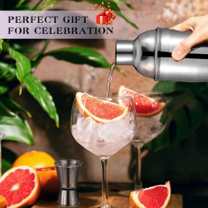 Cocktail Shaker Set, 6-Piece 18/8 Food-Grade Stainless Steel Mixology Bartender Kit - Premium Bar Tools with Muddler, Jigger, Spoon & Pourers - Rust-Proof, Leak-Proof & Dishwasher Safe Gift for Men